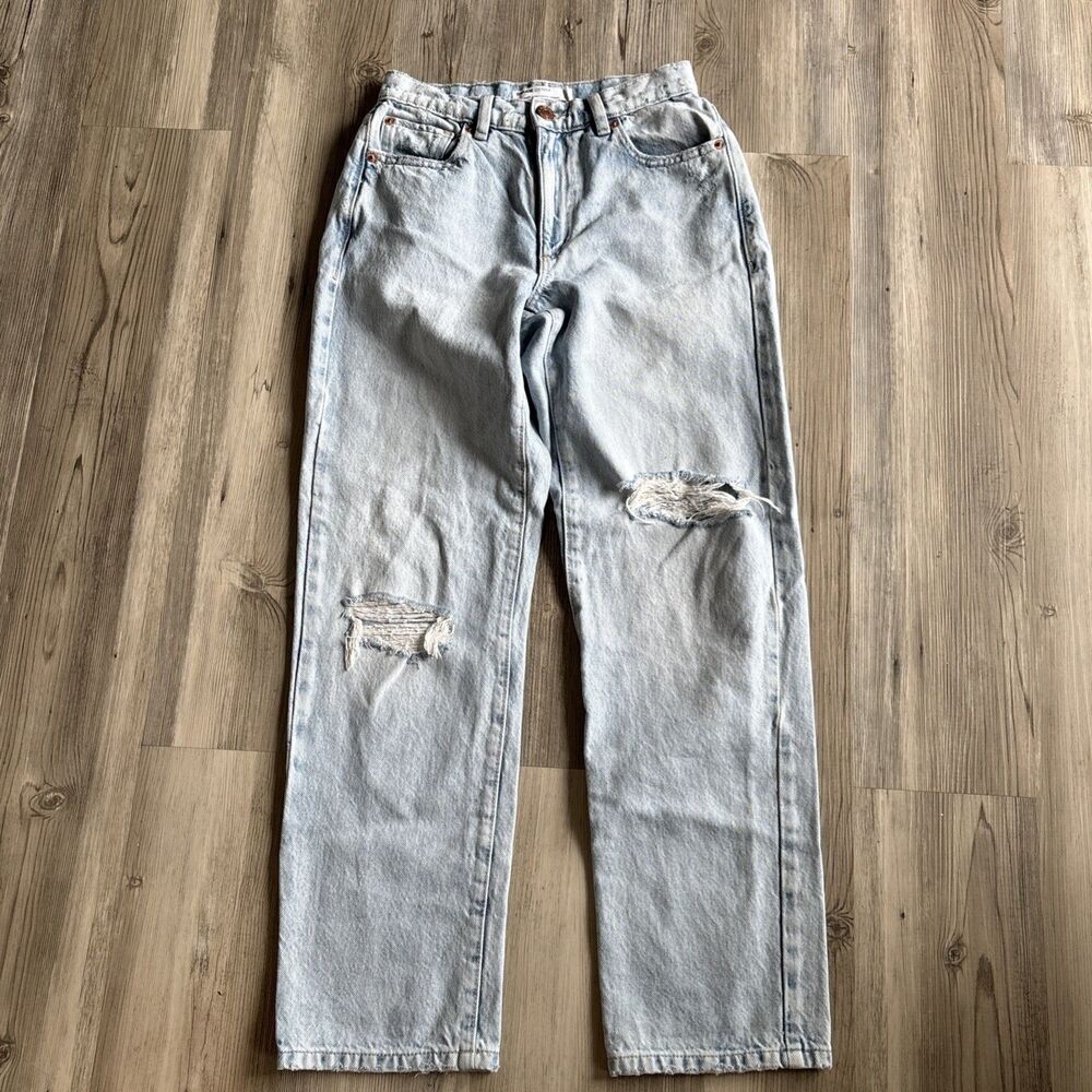 Garage Vintage Straight Light Wash Ripped Distressed Jeans Size 00